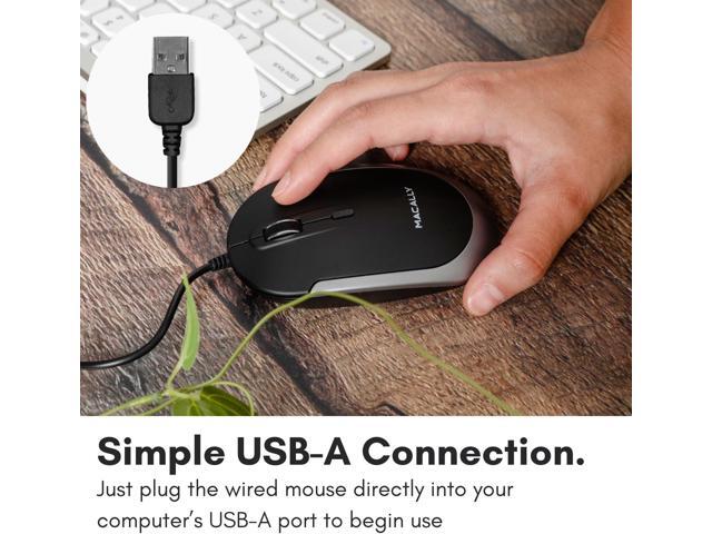 Macally Silent Wired Mouse - Slim & Compact USB Mouse for Apple Mac or Windows PC Laptop/Desktop - Designed with Optical Sensor & DPI Switch -...