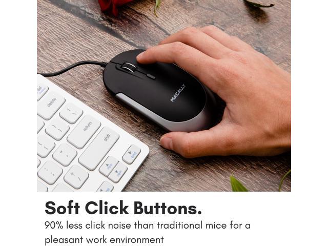 Macally Silent Wired Mouse - Slim & Compact USB Mouse for Apple Mac or Windows PC Laptop/Desktop - Designed with Optical Sensor & DPI Switch -...