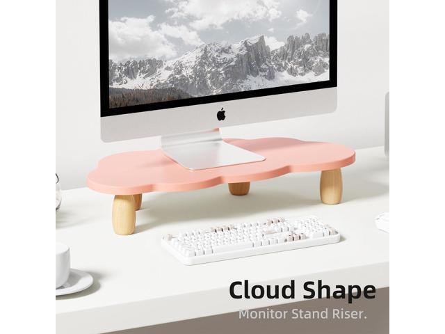 Monitor Stand Riser, Cloud-Shaped Sturdy Wood Computer Monitor Riser, Laptop Monitor Stand, Multi-Purpose Desktop Organizer Riser for Computer,...
