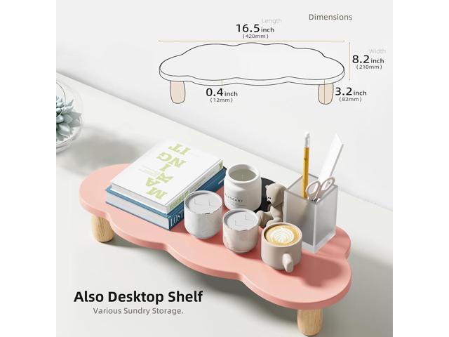 Monitor Stand Riser, Cloud-Shaped Sturdy Wood Computer Monitor Riser, Laptop Monitor Stand, Multi-Purpose Desktop Organizer Riser for Computer,...