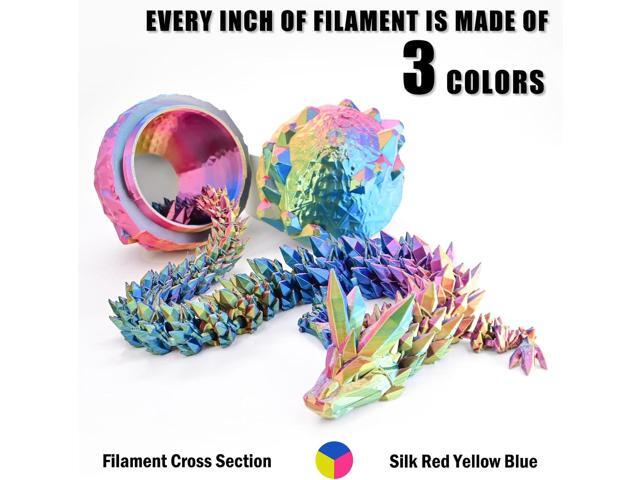 OVV3D 3D Printer Filament, PLA Filament 1.75mm, Tri-Colors Rainbow Silk PLA Filament, Rainbow PLA Filament with Silk PLA Red-Yellow-Blue, 3D...