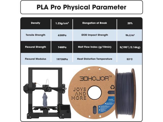 PLA Pro (Plus) Filament 1.75mm, 3D Printer Filament PLA+, Cardboard Spool 3D Printing Filament, Dimensional Accuracy +/- 0.03 mm, Grey, 1kg