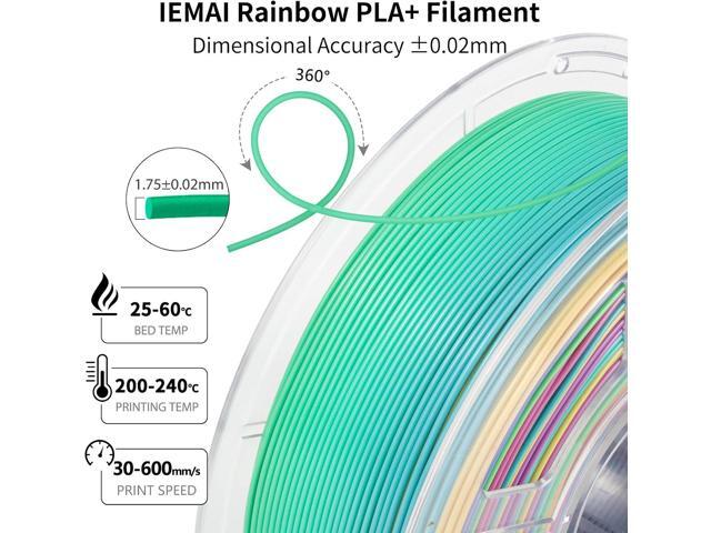 IEMAI Rainbow PLA Filament 1.75mm 1kg, Fast Color Change Multicolor 3D Printer Filament Up to 600mm/s Printing, Toughness & Neatly Wound for DIY,...