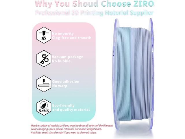 ZIRO 3D Printer Filament, Matte PLA Filament 1.75mm, Multicolor Soft Colors Rainbow PLA,1KG/2.2lb 3D Printing Material No-Shine, Macaron