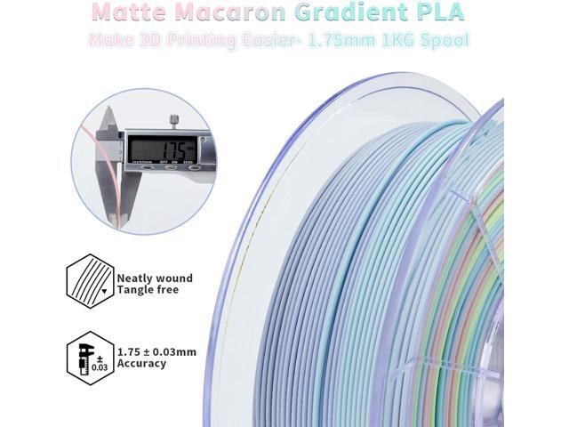 ZIRO 3D Printer Filament, Matte PLA Filament 1.75mm, Multicolor Soft Colors Rainbow PLA,1KG/2.2lb 3D Printing Material No-Shine, Macaron