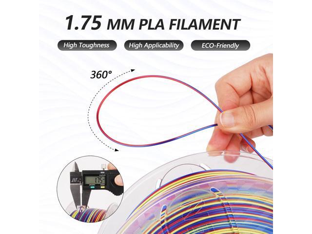 AMOLEN Silk PLA 3D Printer Filament, Shiny Multicolor Rainbow PLA Filament 1.75mm, Fast Color Change PLA 3D Printing Filament for Most FDM 3D...