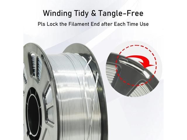 Silk Metalic Shiny Silver PLA 1.75mm 3D Printer Filament, Widely Support for Most 3D Printing Printer, 2.2lbs 1KG Silk PLA 3D Printing Material