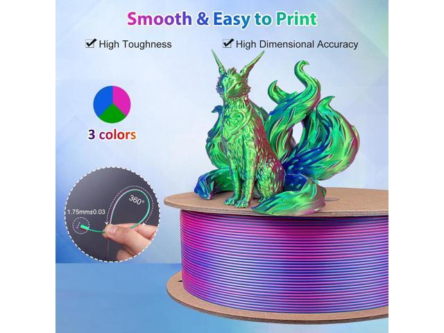 Silk PLA 3D Printer Filament Triple Color Silk PLA Filament 1.75mm 3D Printing Filament Fit Most FDM Printers, 1KG Spool(2.2lbs), 3 in 1 Color Rose...