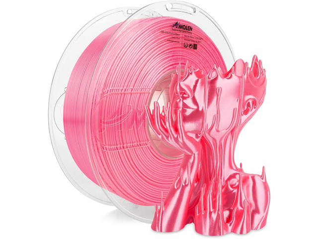 AMOLEN Silk PLA 3D Printer Filament, Shiny Silk Pink PLA Filament 1.75mm, High Speed 3D Printing PLA Filament for Most 3D Printer, 1kg Spool(2.2lbs)