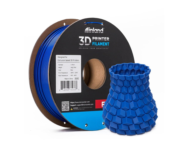 INLAND Micro Center PLA+ 3D Printing Filament 1.75mm - PLA Pro Dimensional Accuracy +/- 0.03 mm - 1kg Cardboard Spool (2.2 lbs) (1 Pack Blue, 1.75mm)