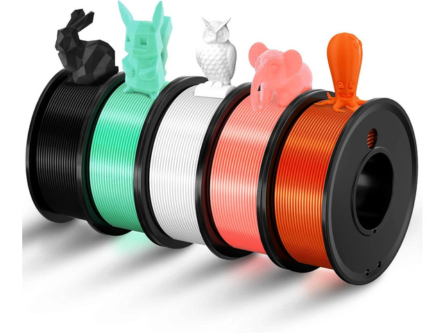 3D Printer Filament PLA 1.75mm 3-D Printing Material 5 Color Bundle Print Filimate 1.75 mm White Black Green Orange Pink Filiment1.75 Accuracy...