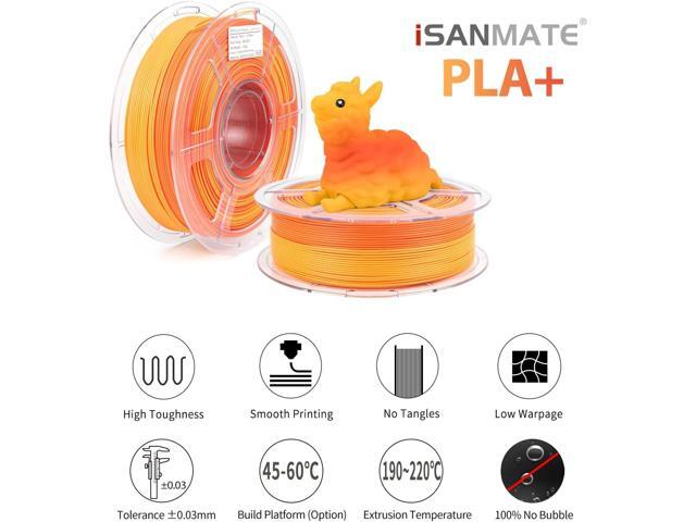 iSANMATE Gradient Multicolors Filament, PLA Plus Rainbow Filament 1.75mm, Fast Change Multicolor Rainbow PLA Filament, Red, Orange 3D Printing...