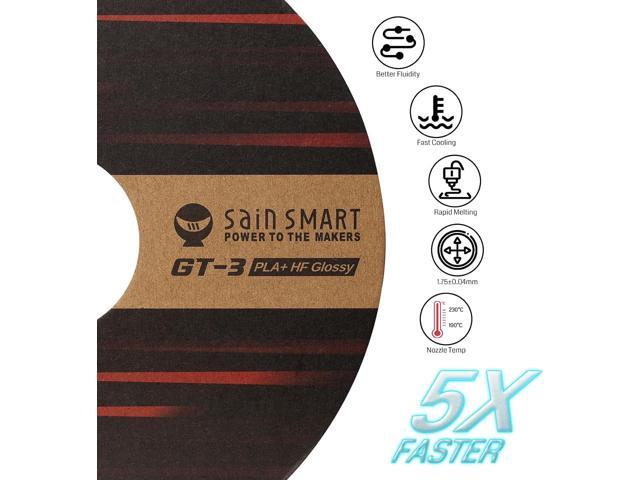 SainSmart GT-3 High Speed PLA+ Filament 1.75mm, High Flow Glossy 3D Printer Filament, Silver, 2.2 LBS (1KG) Spool, Dimensional Accuracy +/- 0.04mm