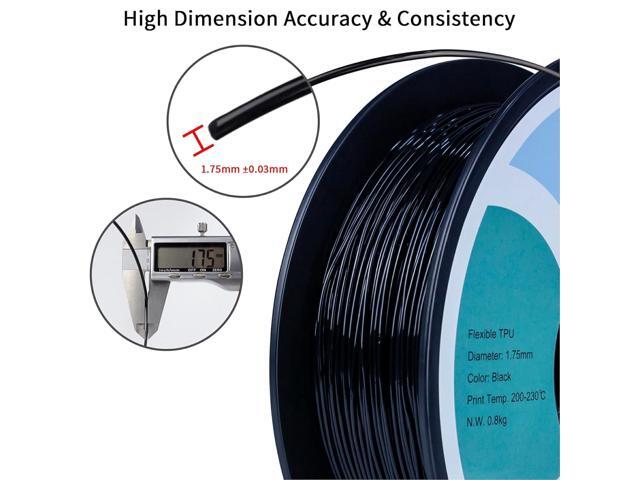ZIRO TPU Filament 1.75mm 3D Printer Filament, Shore 95A Hardness TPU, Flexible Soft Material, 0.8KG/1.8lbs Spool, Fit Most FDM 3D Printers, Black