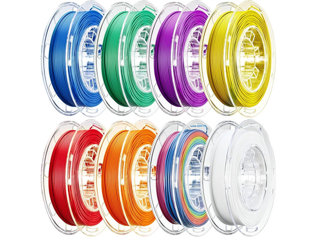 AOSEED 3D Printer Filament Bundle, 1.75mm (Â±0.03mm) PLA Filament Set for Most 3D Printers, 8-Pack 200g (0.44lbs) Per Spool, Purple, Green, Blue,...