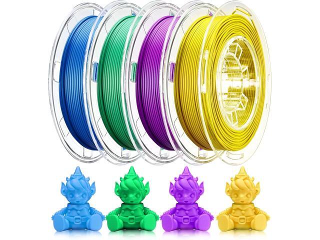 AOSEED 3D Printer Filament Bundle, 1.75mm (±0.03mm) PLA Filament Set for Most 3D Printers, 4-Pack 200g (0.44lbs) Per Spool, Purple, Green, Blue,...