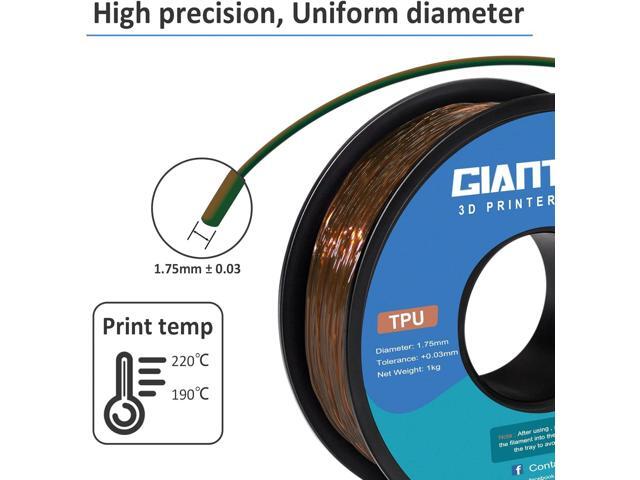 GIANTARM TPU Filament 1.75mm Flexible Soft 3D Printer Consumables Brown,95A 1kg Spool (2.2 lbs.), Dimensional Accuracy +/- 0.05 mm