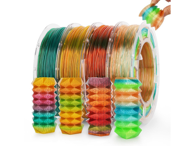 AMOLEN TPU 3D Printer Filament Bundle, Transparent Multicolor Rainbow TPU 1.75mm, Color Change Flexible Soft TPU 3D Printing Filament Supports High...