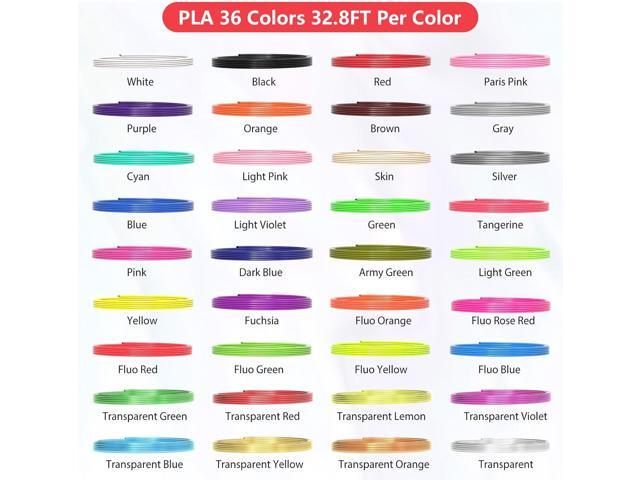 36 Colors 3D Pen Filament 1.75mm PLA, Each Color 32.8 Feet, Total 1181 Feet 3D Pen Filament Refills 3D Printing Pen Refills with High-Precision...