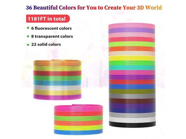 36 Colors 3D Pen Filament 1.75mm PLA, Each Color 32.8 Feet, Total 1181 Feet 3D Pen Filament Refills 3D Printing Pen Refills with High-Precision...