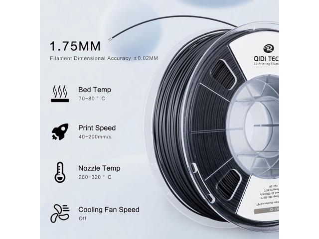 R QIDI TECHNOLOGY Carbon Fiber PET Filament 1.75 1KG Spool, PET CF 3D Printer Filament 1.75mm for Most FDM 3D Printers, High Strength, Low Creep,...