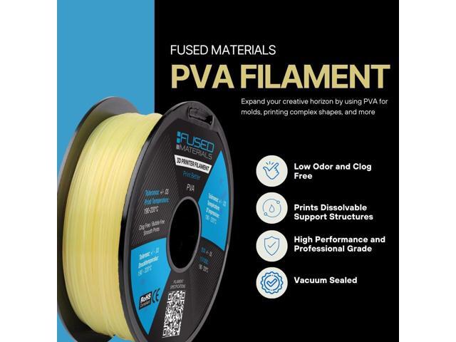 Fused Materials PVA Filament 1.75mm Water-Soluble Support Material for 3D Printing Compatible with Bambu Lab, Polymaker, Overture, and More ...