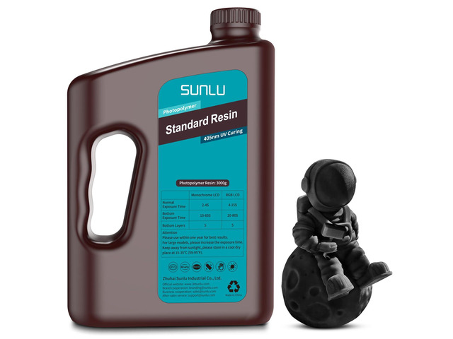 SUNLU 3D Printer Resin 3kg, Fast Curing Standard 3D Resin for Most Resin 3D Printers, 395 to 405nm UV Curing 3D Printing Liquid Photopolymer Resin,...