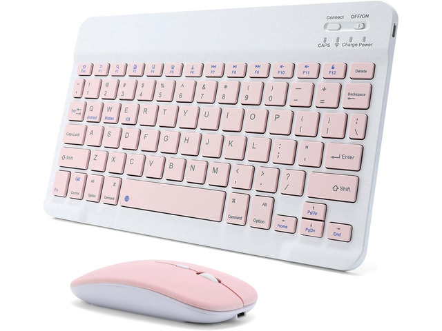 Rechargeable Bluetooth Keyboard and Mouse Combo for iPad, Ultra-Slim Portable Wireless Mouse Keyboard for iPad Pro Air Mini iPhone Samsung Tablet...