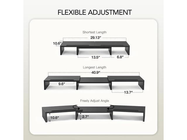 AMERIERGO Dual Monitor Stand Riser for 2 Monitors, Monitor Stand for Desk, Adjustable Computer Monitor Stand with 2 Slot, Multifunctional Desktop...