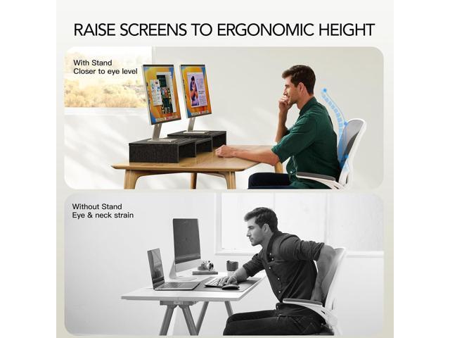AMERIERGO Dual Monitor Stand Riser for 2 Monitors, Monitor Stand for Desk, Adjustable Computer Monitor Stand with 2 Slot, Multifunctional Desktop...