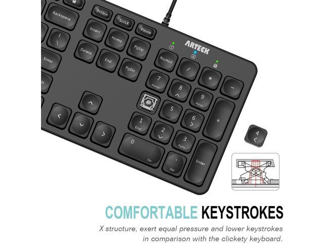 Arteck Backlit USB Wired Full Size Keyboard with Media Hotkey for PC and Laptop