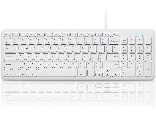 Perixx PERIBOARD-213W Wired Quiet USB Scissor Keyboard - 14.45x4.76x0.70 Inches - Compact Design with Number Pad - White - US English...