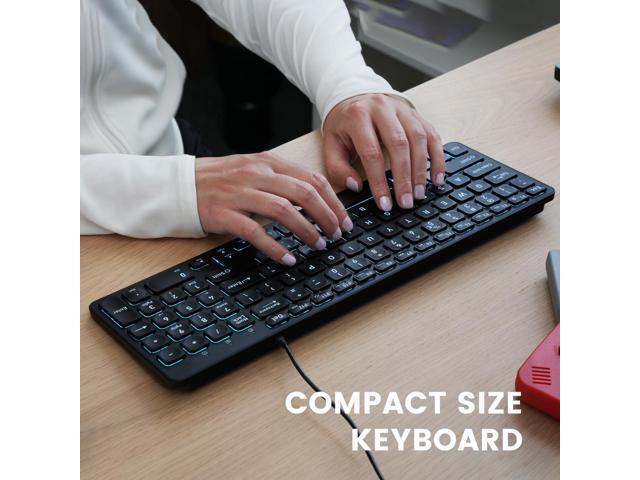 Perixx PERIBOARD-333RGB Wired Backlit USB Keyboard- X Type Scissor Keys - Compact 14.25x4.57x0.83 Inches - Big Print Letters - RGB Backlit - US...