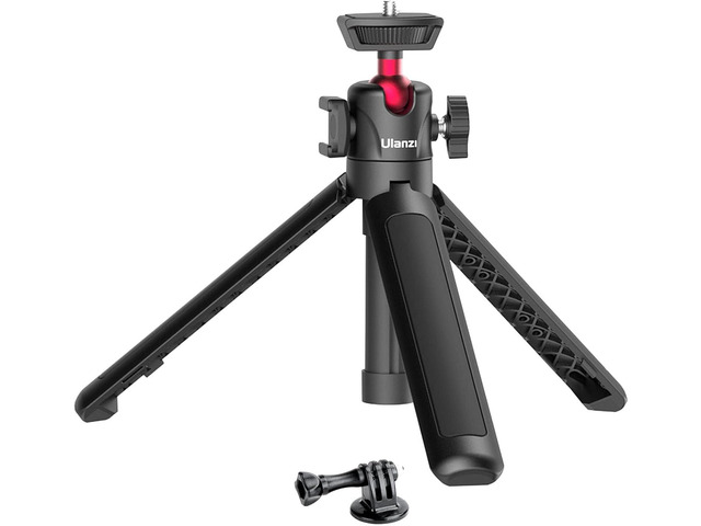 ULANZI MT-16 Extendable Mini Camera Tripod, 4 Levels Adjustment 360° Ball Head Cold Shoe Lightweight Portable Vlog Travel Selfie Stick Handle Grip...