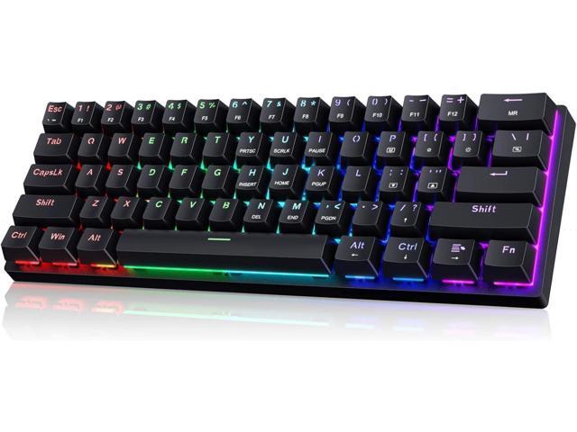 Portable 60% Mechanical Gaming Keyboard, Wired Keyboard with Blue Switches,LED Customization Backlit,61 Keys Ultra-Compact Mini OfficeKeyboard for.