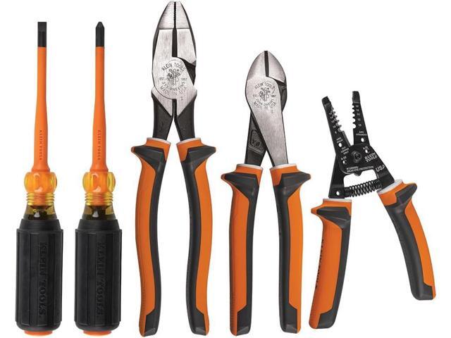 Klein Tools 94130 1000V Insulated Screwdriver Tool Set, Made in USA, with #2 Phillips and 1/4-Inch Cabinet Slim Tips, 2 Insulated Pliers and Wire...