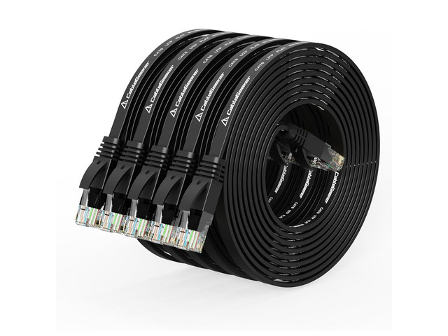 Cat 6 Ethernet Cable 10 ft (5 Pack) (at a Cat5e Price but Higher Bandwidth) Flat Internet Network Cables - Cat6 Ethernet Patch Cable Short - Black...