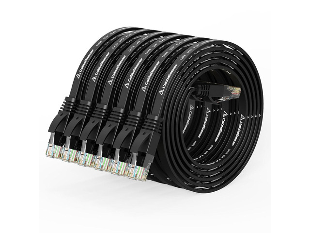 Cat 6 Ethernet Cable 3ft (6 Pack) (at a Cat5e Price but Higher Bandwidth) Flat Internet Network Cable - Cat6 Ethernet Patch Cable Short - Black...