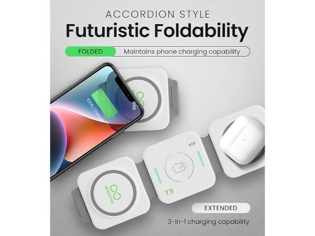 InfinaCore T3 Tri-Charge Wireless Charging Pad - 3-in-1 Charging Station Compatible with iPhone, AirPods & Watch - Fast Charging Up to 25W -...