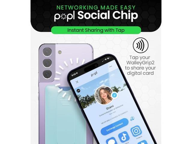WalleyGrip 2.0 All-In-One Magnetic Phone Wallet, Comfortable Finger Loop Grip & Kickstand (Popl NFC Chip) Detachable MagSafe RFID Card Holder Mount...
