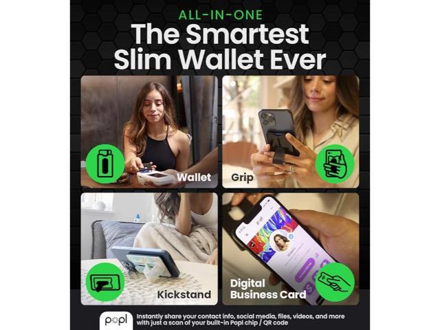 WalleyGrip 2.0 All-In-One Magnetic Phone Wallet, Comfortable Finger Loop Grip & Kickstand (Popl NFC Chip) Detachable MagSafe RFID Card Holder Mount...