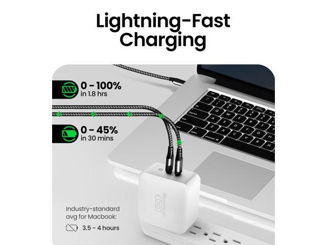 InfinaCore PowerPlug+ Advanced Wall Adapter - Rapid-Charging GaN II Technology, Dual USB-C Ports, 100W Max Output - Compact Design and Universal...