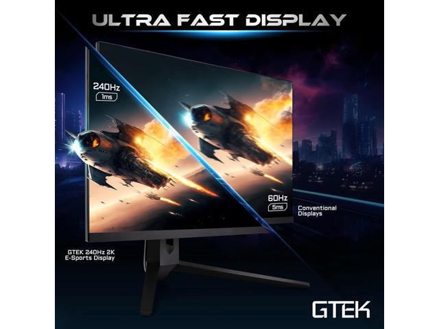 GTek 240Hz 2K Gaming Computer Monitor, 27 Inch Display Full WQHD 2560 x 1440P, Extreme Low Motion Blur, Fast IPS 1ms MPRT, DisplayPort/HDMI, VESA -...