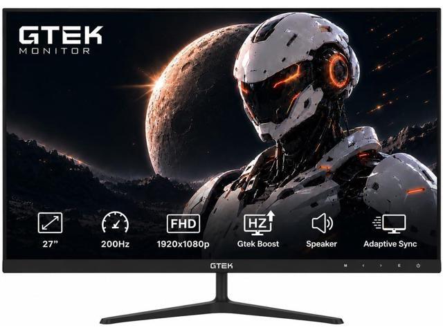 GTek 27 Inch 200Hz Gaming Monitor, Frameless Computer Monitor Full HD 1920 x 1080P, VA 1ms MPRT, VA Panel, FreeSync & G-Sync Compatible, HDMI/VGA,...