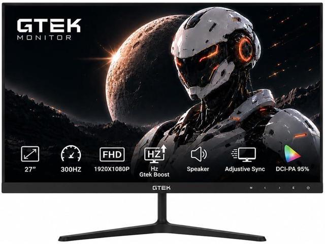 GTek 27' 300Hz Gaming Monitor, FHD1080P 240Hz Computer Monitor, 1ms (OD), 2X HDMI & 2X DisplayPort, Built-in Speakers, FreeSync & G-Sync...