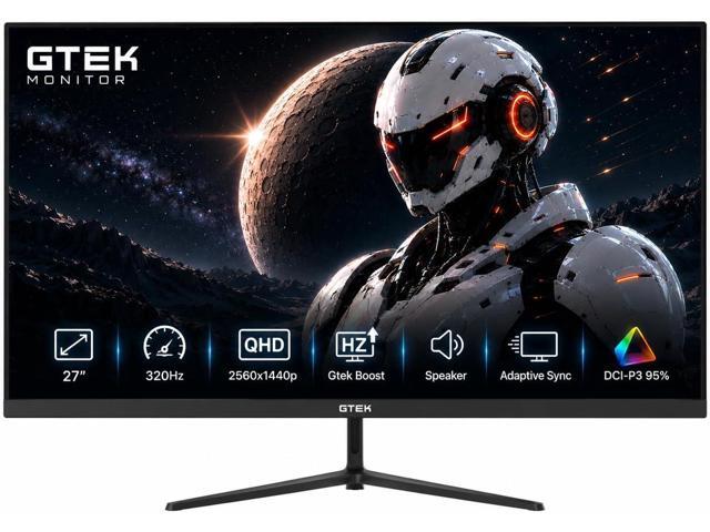 GTek 27' 320Hz Gaming Monitor, 2K QHD 2560 x 1440P 300Hz PC Computer Monitor, 1ms (OD), Adjustable Heights, 2X HDMI & 2X DisplayPort, Built-in...