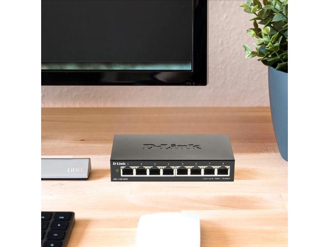 D-Link 8-Port Gigabit Smart Managed Switch Web Managed Cable Diagnostics Fanless Compact Metal Desktop NDAA Compliant - (DGS-1100-08V2)