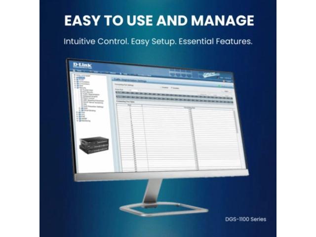 D-Link 24-Port Gigabit Smart Managed Switch Web Managed Cable Diagnostics NDAA Compliant - (DGS-1100-24V2)