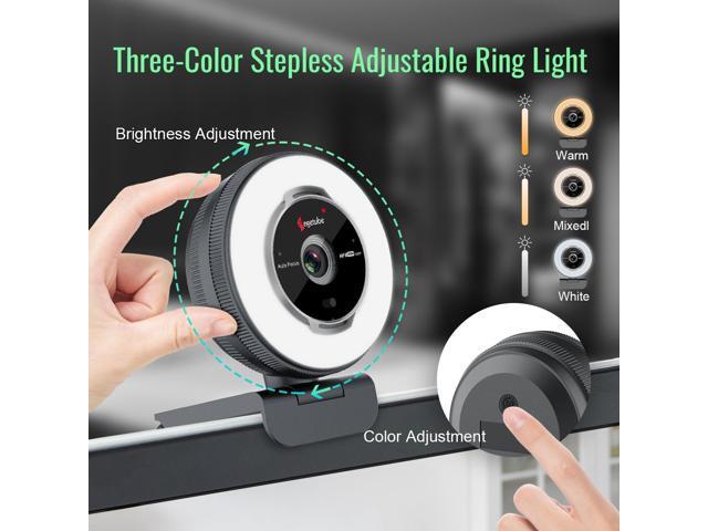 Angetube Streaming Webcam with Microphone: 1080P 60FPS USB Web Cam with Ring Light and Remote Control - HD Web Camera with 5X Digital Zoom Built in...