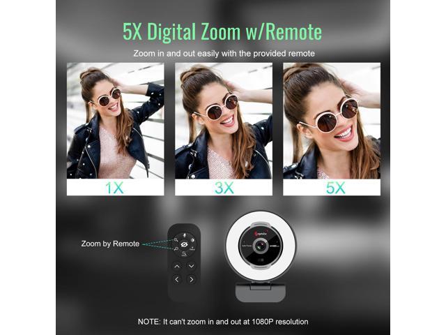 Angetube Streaming Webcam with Microphone: 1080P 60FPS USB Web Cam with Ring Light and Remote Control - HD Web Camera with 5X Digital Zoom Built in...